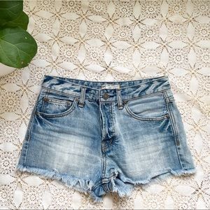Free People button fly denim shorts